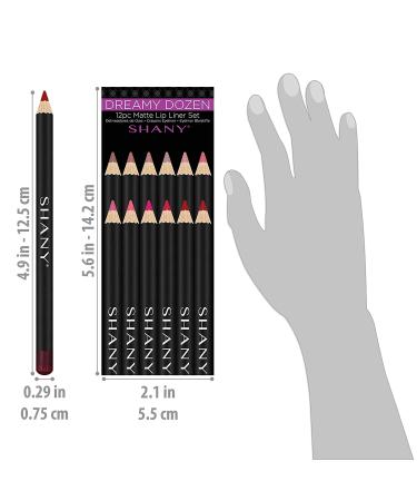 SHANY Vegan Dreamy Dozen Matte Lip Liner Set - 12 Long-Lasting Velvet Lipstick Pencils in Various Shades - Buy Online on GoSupps.com