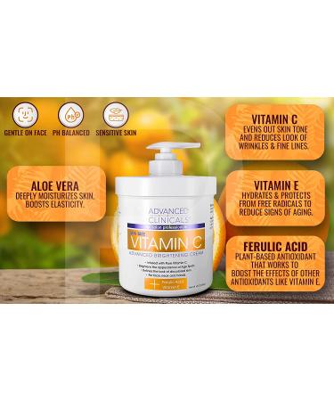 Advanced Clinicals Vitamin C Body Cream + Potent Vitamin C Face Lotion Brightening Skin Care Set  Anti Aging Dry Skin Rescue Creams Target Dry Skin  Sun Damaged Skin  Wrinkles  & Dark Spots  2-PC Set Face + Body Cream (2-P - Buy Online on GoSupps.com