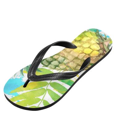 Mnsruu Tropical Palm Leaves Pineapple Flip Flops | Stylish Home Hotel & Spa Footwear for Men & Women | XS Travel Comfort - Buy Online on GoSupps.com