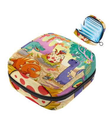 Javenproeqt portable women's binding bags menstrual cup pocket female menstrual pads bags for teenage girls tampons for the first period dinosaur cartoon multicolored 02