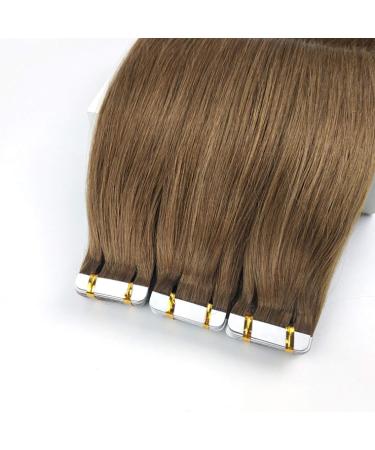 Remy Tape Hair Extensions - Light Brown Straight Seamless Skin Shot Invisible Double-Sided Band 16''/40cm 8# - 5 Packages for Women - Buy Online on GoSupps.com