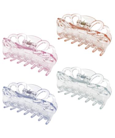 Clear Hair Claw Clips for Women B.PHNE Big Butterfly Banana Clips 3.5 Inch Non Slip Strong Hold Jaw Clip for Girls Transparent Hair Clamps for Thick Thin Hair 4 Pack