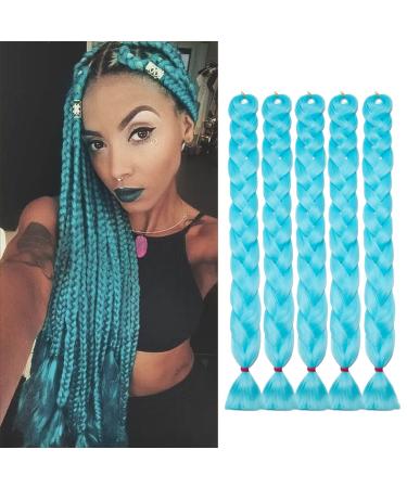 Tess 41 "Braids Extensions Kunsthaar crochet jumbo braids synthetic braiding hair 5pcs 165g/bundle 100cm extensions blue 104 cm (5 pieces) blue