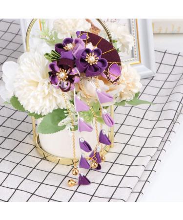 FRCOLOR Japanese Kimono Flower Hair Clips - Purple Bridal Kanzashi Hair Accessories for Women and Girls - Buy Online on GoSupps.com