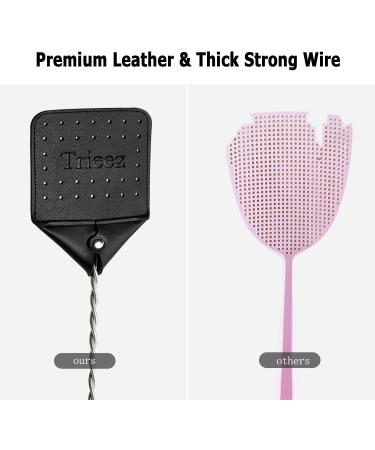 Trieez 17.5 Sturdy Leather Fly Swatter - Heavy Duty Bug Swatter for Flies, Bees, Mosquitoes - Rustic Design with Durable Metal Handle in Black - Buy Online on GoSupps.com