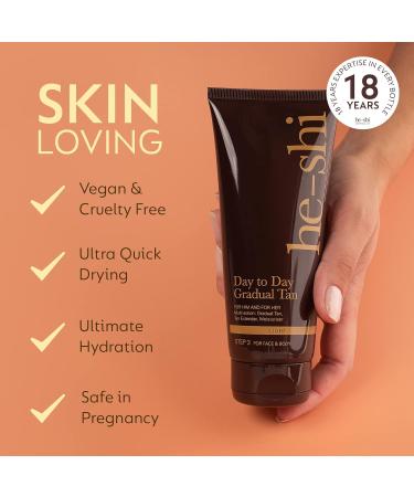 Daily Use Gradually Browning Moisturizer - Natural Vegan Self-Tanner with Pro-Vitamin E & Aloe Vera | He-Shi - Buy Online on GoSupps.com