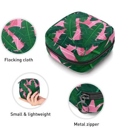 GIAPB Period Bag - Sanitary Napkin Storage & Travel Makeup Pouch - Banana Leaf Design - Pink Background - Buy Online on GoSupps.com