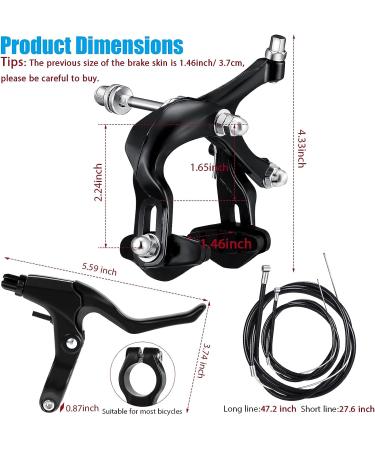 Riakrum 6-Piece Road Bike Brake Calipers Set with Aluminum Levers and Cables - Buy Online on GoSupps.com