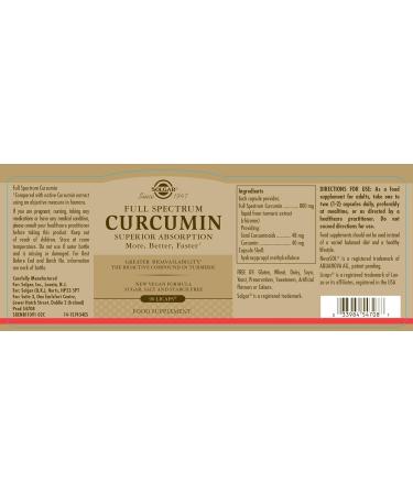 Solgar Full Spectrum Curcumin 90 Softgels - Potent Liquid Extract for Joint Support - Buy Online on GoSupps.com
