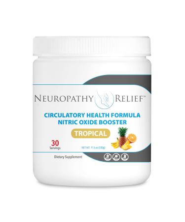 Neuropathy Relief - Circulatory Health Formula - Nitric Oxide Booster - Tropical Flavor (1 Jar) 30 Servings