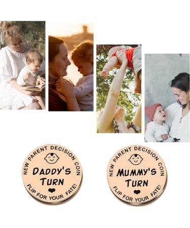 New Parents Gift: Funny Rose Gold Decision Coin for Mum & Dad | Baby Shower Gift - Buy Online on GoSupps.com