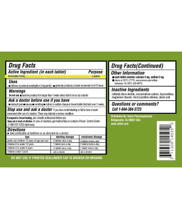 Safrel Senna 8.6mg Tablets (500 ct) - Natural Vegetable Laxative for Constipation & Bloating Relief | Generic Senokot Value Pack - Buy Online on GoSupps.com