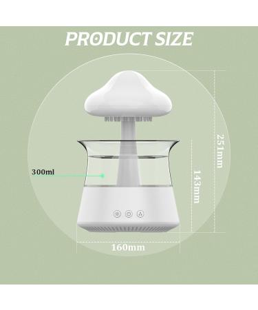 Rain Cloud Humidifier Night Light | 7 Color Aromatherapy Essential Oil Diffuser | Mushroom Design | Water Drop Sound | White - Buy Online on GoSupps.com