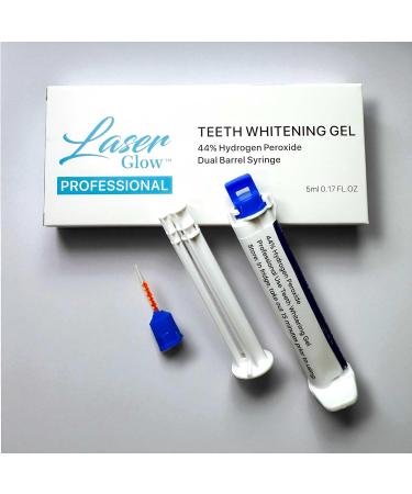 LaserGlow Professional Teeth Whitening Gel 44% Hydrogen Peroxide – Dual Barrel Syringe for Fast and  Effective Whitening Results