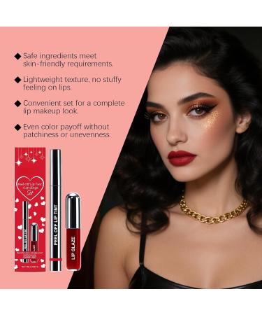  G n rique Peel-Off Lip Tint with Gloss - Nourishing Anti-Stain Plumping Effect - Long-Lasting Lightweight Easy to Apply - Cherry Red - 2-in-1 Set (7ml) - Buy Online on GoSupps.com