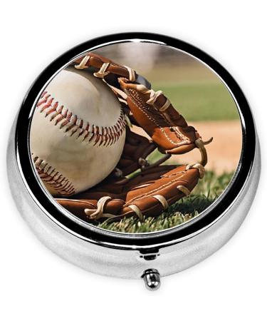 Baseball Printed Mini Round Pill Box | 3 Compartment Portable Pill Organizer for Travel & Everyday Use - Buy Online on GoSupps.com