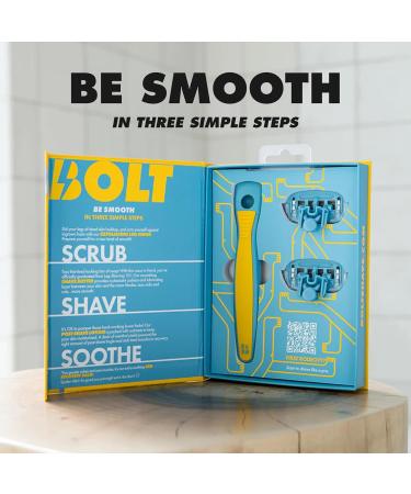 Buy Bolt Performance Razor for Men's Leg Shaving - Ergonomic Zinc Alloy 5-Blade Cartridge with Aloe & Vitamin E - Includes 2 Cartridges - International Shipping Available - Buy Online on GoSupps.com