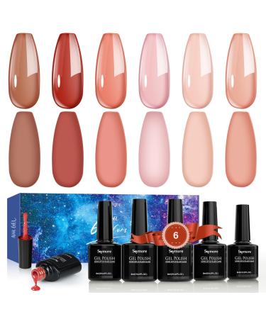 Skymore UV Nail Polish Gel Nail Polish UV Varnishes for Nails 8 ml Gel Nail Polish for UV Lamp 6 Colours UV Gel Nail Polish Nude Pink Gel Polish Gel Polish Ideal Nail Polish Gift for Women