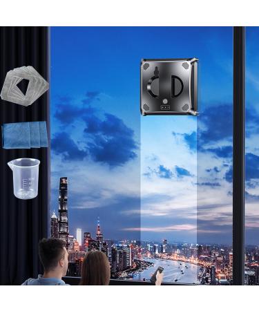 CHHMAELOVE New Automatic Robot Window Cleaner with 4 Mop Pads / 4cm Safety Rope Remote Control 4 Cleaning Modes Two-Way Water Spray Built-in 650mAh battery for Indoor Outdoor Windows