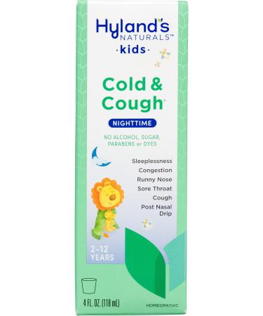 Hyland's Naturals Cold Medicine for Kids Ages 2+, Cold and Cough Nighttime Cough Syrup, Medicine for Kids, Decongestant, Allergy & Common Cold Symptom Relief, 4 Fl Oz Night Single Pack