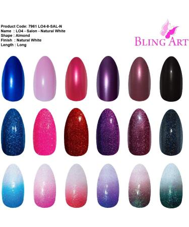 Bling Art False Nails 360 Stiletto Almond Long False Salon Nails Natural White Acrylic Fake Nail Tips with glue - Buy Online on GoSupps.com