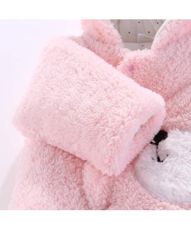 Newborn Cartoon Bear Snowsuit | Baby Winter Coat Footed Romper | Pink 9-12 Months - Buy Online on GoSupps.com