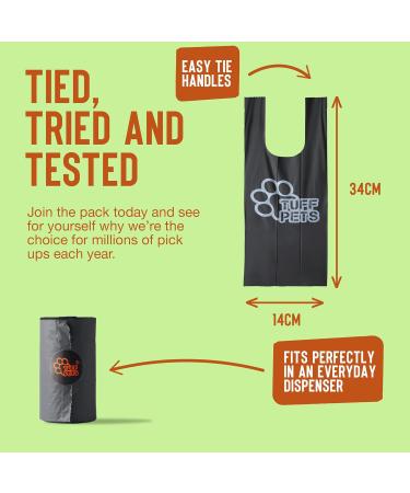 Tuff Pets Compostable Dog Poop Bags on Rolls | 50% Thicker Plant-Based Biodegradable Dog Poo Bags with Tie Handles | Certified Home Compostable | 12 Rolls - Buy Online on GoSupps.com