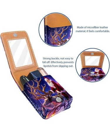 Travel Lipstick Organizer Case - Portable Makeup Bag with Mirror | Christmas Santa & Winter Deer Design - Buy Online on GoSupps.com