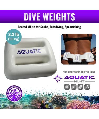 AQUATIC Coated White Dive Weights - 2.2lb (1kg) for Scuba, Freediving, Spearfishing - Buy Online on GoSupps.com