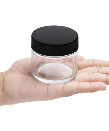 Buy Belle Vous 60ml Round Glass Tans with Black Screw Lid - 12 Pack for Creams Ointments Lotions & Essential Oils | Travel-Friendly Containers - Buy Online on GoSupps.com