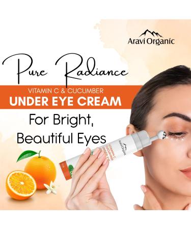 Vitamin C Under Eye Cream Reduce Dark Circles Wrinkles & Fine Lines | Cooling Gel with Cucumber & Hyaluronic Acid | 0.5 FL Oz Men & Women - Buy Online on GoSupps.com