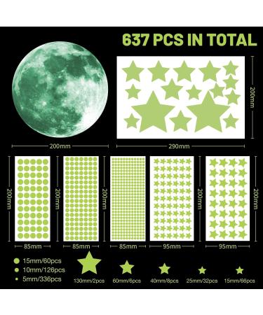 ECHOCUBE Glow in the Dark Wall Stickers Set - 637pcs Stars, Moon and Dots for Kids Bedroom Decor - Buy Online on GoSupps.com