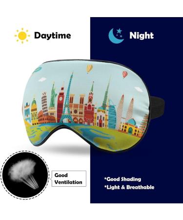 LynaRei World Travel Sleep Mask - Adjustable Blindfold with Famous Landmark Print for Men and Women - Super Smooth Eye Mask for Travel and Nap - Style 3 - Buy Online on GoSupps.com
