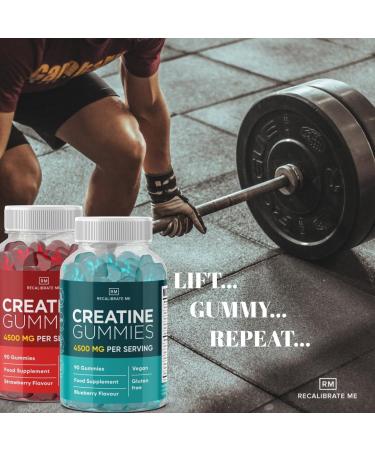 RM Creatine Gummies 4500mg - Blueberry Flavour - 90 Chewable Pre Workout Gummies | Vegan & Gluten Free Monohydrate Supplement for Men & Women - Buy Online on GoSupps.com