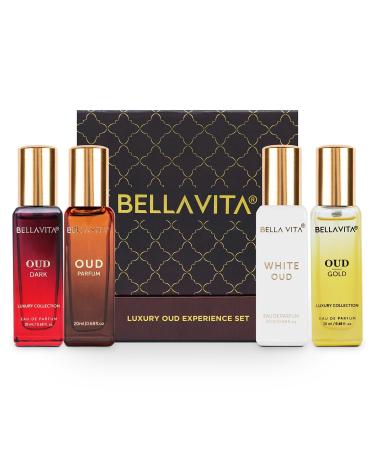 Be.lla Vi.ta Lu.xu.ry Oud Experience Eau De Parfum Gift Set 4 x 20ml for Men & Women Premium Long Lasting EDP Perfume Oudh Fragrance Scent