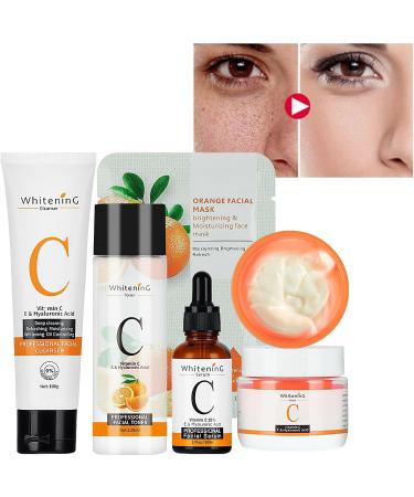  LINGJIONG Vitamin C 5-Piece Face Serum Set - Brightening Vitamin C for the Face - Vitamin C Skin Care Products Series Cleanser Toner Essence Face Cream for a Clean and Rejuvenating Effect Lingjiong - Buy Online on GoSupps.com
