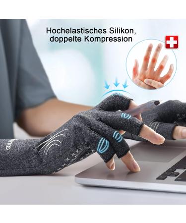 Freetoo Copper Infused Arthritis Gloves - Fingerless Compression for Pain Relief | Best for Carpal Tunnel RSI and Knitting - Unisex Gray - Buy Online on GoSupps.com