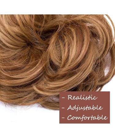 Women's Messy Hair Scrunchies Bun Up Do Hair Piece Ribbon Ponytail Extensions in Wavy Auburn & Dark Blonde - 25g - Buy Online on GoSupps.com