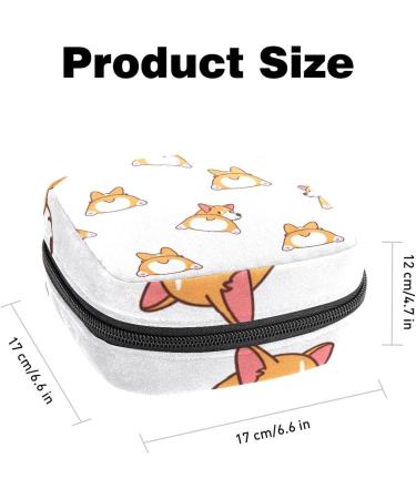 Cute Cartoon Corgi Sanitary Napkin Storage Bag | Feminine Menstrual Cup Pouch for Women and Teen Girls - Multi-colored - Buy Online on GoSupps.com
