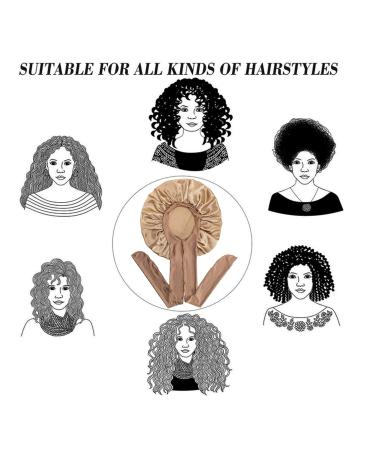 Awegeo Satin Bonnet with Adjustable Straps | Jumbo Size Silk Hair Bonnet for Women | Ideal for Sleeping & Long Curly Hair | Khaki - Buy Online on GoSupps.com