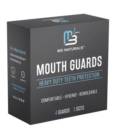 M3 Naturals Mouth Guard for Grinding & Clenching Teeth - BPA Free - 4 Guards for Adults & Kids - Dental Guards, Bite Guards, Night Guards for Teeth Grinding - Teeth Grinding Mouth Guard for Sleep