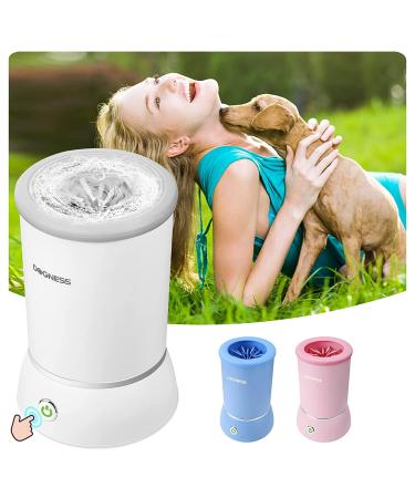Portable Automatic Dog Paw Cleaner with Soft Silicone Bristles - Ideal for Small & Medium Sized Dogs - White - Buy Online on GoSupps.com
