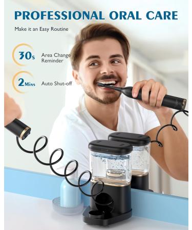 AGPTEK Toothbrush Flosser Combo - Portable Travel Oral Care Device 5 Modes USB-C Charging 500ml Reservoir - Gold & Black - Buy Online on GoSupps.com
