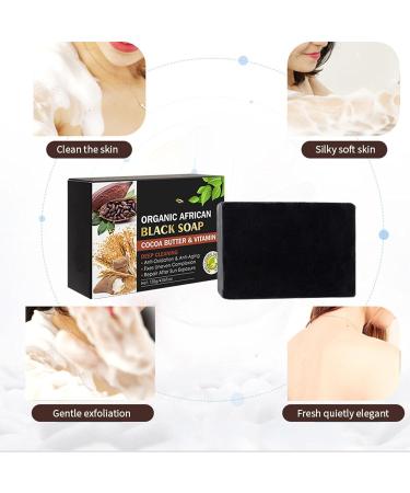  Yanobia Organic Deep Cocoa Butter Black Soap African Cocoa Butter Black Soap with Vitamin E Deep Cleansing Body and Face Cleanses & Rejuvenates for All Skin Types - Buy Online on GoSupps.com