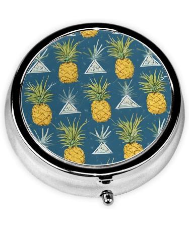 Gold Pineapple Round Pill Box | 3 Compartment Portable Medicine Organizer for Travel - Buy Online on GoSupps.com