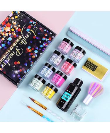 RoseFlower Acrylic Nail Kit Full Set - 3 Colors Clear Pink Powder for Beginners - Nail Salon #10 - Buy Online on GoSupps.com