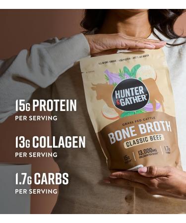 Hunter & Gather Bouillon d Os de B uf en Poudre 400g | 15g de Prot ines & Collag ne de B ufs Europ ens Nourris l Herbe | Instantan Sans Gluten | Pr t l Emploi | 74kcal/portion - Buy Online on GoSupps.com