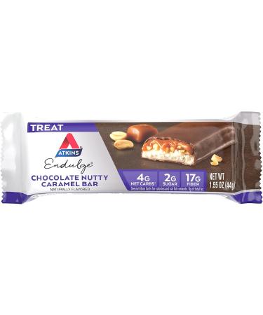 Atkins Endulge Chocolate Nutty Caramel Bar, Dessert Favorite, 2g Sugar, High in Fiber, Keto Friendly, 12 Count - Buy Online on GoSupps.com