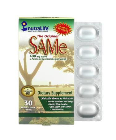 NutraLife The Original SAM-e (S-Adenosyl-L-Methionine) 400 mg 30 Enteric Coated Tablets