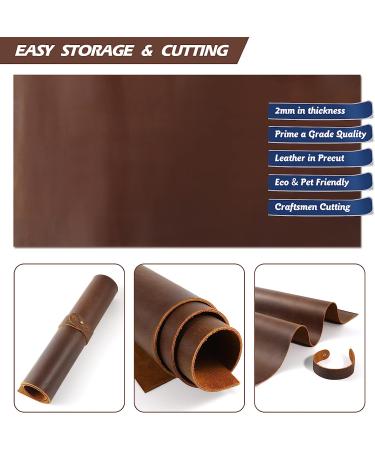 RingSun 12x24 Genuine Full Grain Leather Sheets for Crafts - 2mm Thick Cowhide Pieces in Dark Brown - Buy Online on GoSupps.com